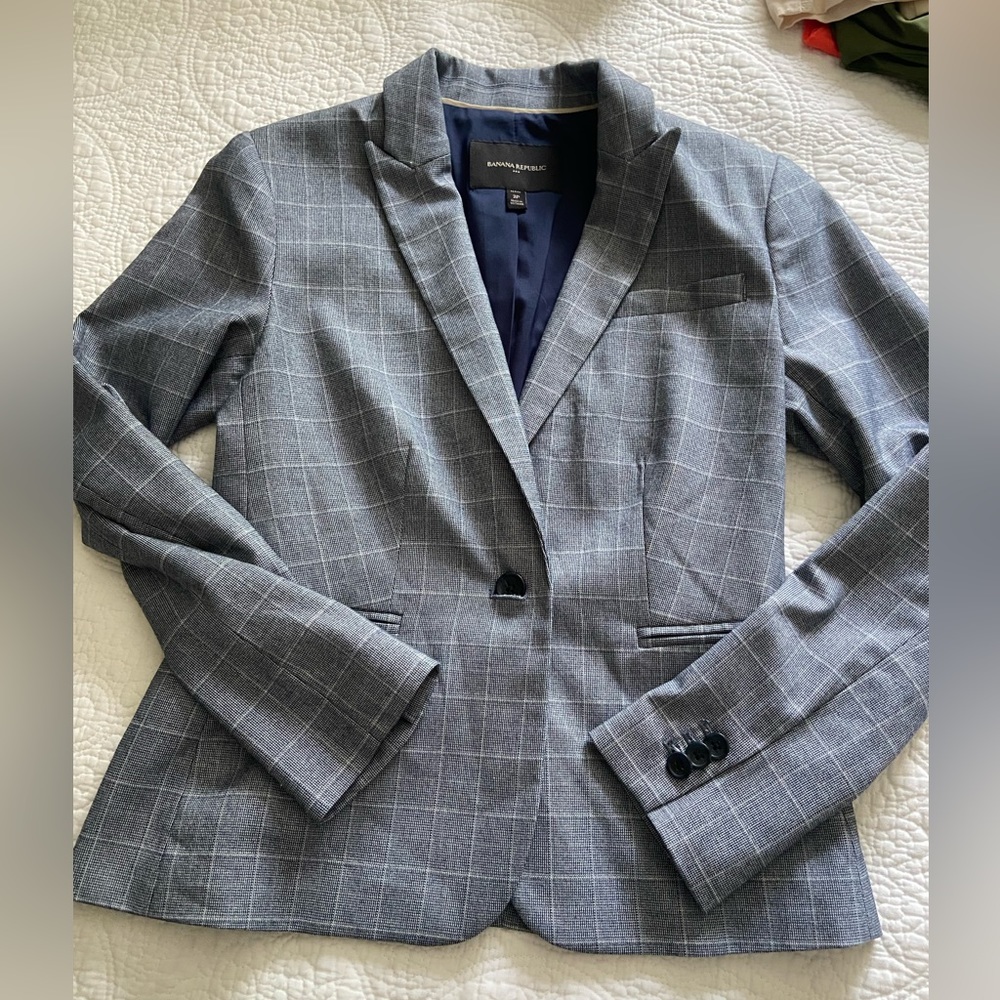 Banana Republic Blue Checkered Blazer